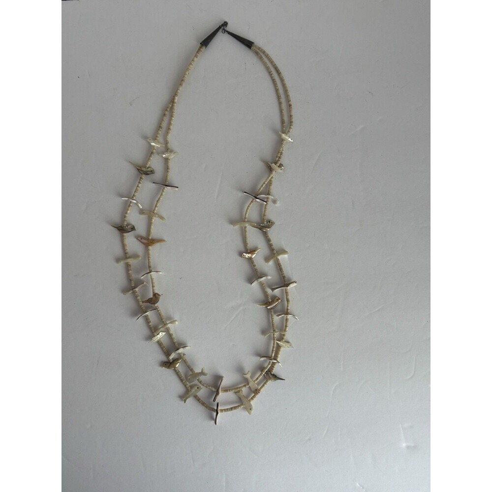 VTG Zuni 2 Strand Bird Fetish Necklace 32 Inches